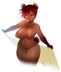  bear big_breasts breasts erect_nipples female flat_belly hair kanel looking_away mammal moxy_(character) natural_breasts nipple_piercing nipples nude piercing plain_background pubes pussy red_hair short_hair solo thick_thighs towel unamused white_background wide_hips yellow_eyes 