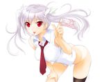  erect_nipples panties red_eyes striped_panties tagme tan_lines twintails underwear 