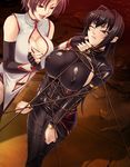  2girls annerose_vajra bdsm black_hair bondage bound breasts chin_grab cleavage femdom fingerless_gloves gloves huge_breasts kagami kagami_hirotaka koutetsu_no_majo_anneroze large_breasts latex lee_mayfeng lilith-soft long_hair multiple_girls needle open_mouth pain piercing red_eyes red_hair rope sadism short_hair skin_tight smile sweat wince yellow_eyes yuri 
