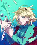  androgynous blonde_hair closed_eyes crayon eyeball flower knife nostalgic pill rose sabamiso_(tomatomikan) smile spoilers worms 