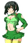  black_eyes black_hair dress hair_ornament hairclip katia_grineal short_hair sima skirt solo super_robot_wars super_robot_wars_judgement thighhighs zipper 