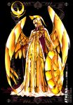  armor athena_(saint_seiya) full_armor future_studio_(artist) gold gold_armor helmet highres long_hair polearm purple_hair saint_seiya shield very_long_hair weapon wings 