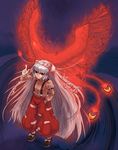  bird fujiwara_no_mokou phoenix solo touhou wings xero 