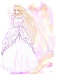  blonde_hair bride dress elbow_gloves gloves long_hair red_eyes solo touhou wedding_dress xero yakumo_yukari 