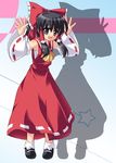  black_hair hakurei_reimu katami_shinta ribbon shadow solo touhou 