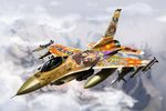  abubu aircraft airplane cloud f-16_fighting_falcon fighter_jet flying highres itasha jet kusakabe_misao lucky_star military military_vehicle missile pilot sky star va 