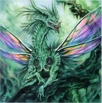  fairy_wings fangs fantasy gradient highres horns monster nature no_humans teeth wild_flower wings yamashita_shun'ya 