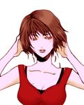 arc_the_lad arc_the_lad_twilight_of_the_spirits breasts brown_eyes brown_hair large_breasts lowres mole mole_on_breast ni_kae_te_kudasai paulette_(arc_the_lad) solo 