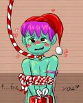  2018 bdsm blush bondage bottomless bound clothed clothing darnok69 digital_media_(artwork) elf holding_object humanoid invalid_tag male mammal nipples nude pixel_(artwork) scared simple_background solo standing young 