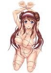  armpits arms bdsm blue_eyes bondage bound breasts brown_hair double_bun kishimen large_breasts long_hair mei_(pokemon) nipples nude open_mouth pokemon pokemon_(game) pokemon_bw2 pussy shiny shiny_skin sitting skindentation solo twintails visor_cap wariza 