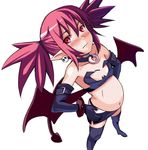  1girl artist_request blush demon_girl disgaea etna flat_chest jishimaru nippon_ichi photoshop pointy_ears pregnant red_eyes red_hair simple_background solo succubus twintails 