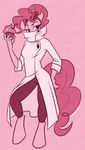  anthro anthrofied blue_eyes clothing crossover cupcake equine eyewear female friendship_is_magic fur goggles hair hooves horse inquisitive_look invader_zim labcoat mammal my_little_pony pants pink pink_background pink_fur pink_hair pink_theme pinkie_pie_(mlp) plain_background pony professor_membrane ryunwoofie science solo standing 