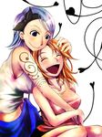  2girls female hug multiple_girls nami nami_(one_piece) nojiko one_piece orange_hair purple_hair shueisha siblings sister sisters smile tattoo 