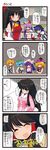  6+girls alice_margatroid angry ascot bare_arms black_hair blonde_hair blue_eyes blue_hair bow braid breasts checkered checkered_dress cleavage clenched_teeth closed_eyes coat collarbone comic crescent crossed_arms crowd dei_shirou detached_sleeves dress food fruit fujiwara_no_mokou grey_eyes hair_bobbles hair_bow hair_ornament hair_ribbon hair_tubes hairband hakurei_reimu hands_on_hips hat hat_ribbon heavy_breathing highres hime_cut hinanawi_tenshi houraisan_kaguya kawashiro_nitori kirisame_marisa large_breasts long_hair long_sleeves midriff multiple_girls navel open_clothes open_coat open_mouth patchouli_knowledge peach puffy_sleeves purple_eyes purple_hair red_eyes ribbon sarashi short_hair short_sleeves sideboob sleeveless sleeveless_dress smile teeth touhou translated two_side_up underboob very_long_hair wide_sleeves witch_hat wrestling_outfit wrestling_ring 