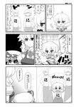  braid clothes_writing comic greyscale hat hat_ribbon highres izayoi_sakuya mannequin mizuhashi_parsee monochrome multiple_girls remilia_scarlet ribbed_sweater ribbon short_sleeves skirt sweater touhou translated twin_braids yamato_damashi 