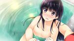  :o arm bath black_hair blush breasts habane_kotori kono_oozora_ni_tsubasa_wo_hirogete looking_at_viewer nipples nude purple_eyes wet 