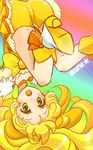 :o bike_shorts blonde_hair bow bowtie brooch choker cure_peace jewelry kise_yayoi long_hair magical_girl pika_pika_pikarin_jankenpon precure rainbow_background ramune_(kyuuuuur) shoes shorts shorts_under_skirt skirt smile_precure! solo upside-down yellow yellow_bow yellow_eyes yellow_shorts yellow_skirt 
