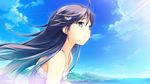  black_hair blue_eyes habane_kotori kono_oozora_ni_tsubasa_wo_hirogete looking_away misagi_isuka ocean sky smile wind 