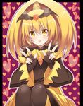  :p bad_end_peace bad_end_precure bad_id bad_pixiv_id bat black_bodysuit blonde_hair bodysuit dark_persona double_v fingerless_gloves gloves heart heart_background ponytail precure purple_background shinekalta sitting skirt smile smile_precure! solo tiara tongue tongue_out v yellow_eyes 