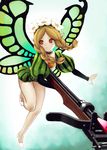  bad_id bad_pixiv_id blonde_hair bow_(weapon) braid butterfly_wings crossbow dress fairy flower hair_flower hair_ornament hiro1984 long_hair mercedes odin_sphere pointy_ears puff_and_slash_sleeves puffy_sleeves solo twin_braids weapon wings 