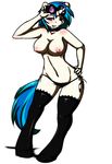  anthro anthrofied avante92 beasts blue_hair breasts clothing equine eyewear female friendship_is_magic glasses hair horn horse legwear mammal my_little_pony navel nipples panties pony purple_eyes smile solo standing stockings sunglasses underwear unicorn vinyl_scratch_(mlp) 