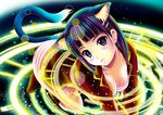  absurdres aka_kitsune animal_ears bad_id bad_pixiv_id black_hair bra breasts cat_ears cat_tail cleavage hair_ornament hairclip highres kirigaya_suguha magic_circle medium_breasts no_pants pajamas panties solo sword_art_online tail underwear 