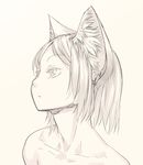  animal_ears blue_eyes collarbone copyright_request monochrome short_hair solo spot_color sun-3 upper_body 