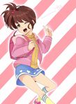  backpack bad_id bad_pixiv_id bag brown_eyes brown_hair kyon_no_imouto nao_(doublexdutch) one_eye_closed open_mouth randoseru short_hair side_ponytail solo suzumiya_haruhi_no_yuuutsu v 