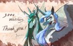  2019 armor begasuslu changeling duo equine feathered_wings feathers female feral friendship_is_magic hair helmet horn jewelry looking_at_viewer mammal my_little_pony necklace nightmare_moon_(mlp) queen_chrysalis_(mlp) royalty smile winged_unicorn wings 