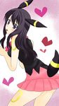  1girl artist_request cosplay hikari_(pokemon) kanoco-s long_hair pokemon purple_eyes tongue umbreon umbreon_(cosplay) 