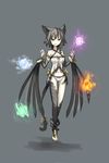  animal_ears black_hair braid breasts cat_ears cat_tail elements highres kazana_(sakuto) long_hair medium_breasts original simple_background smile solo tail yellow_eyes 