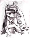  black_and_white bow_tie cello cutie_mark equine female feral friendship_is_magic fuzzy greyscale horse inuhoshi-to-darkpen mammal monochrome musical_instrument my_little_pony octavia_(mlp) pony sketch solo standing 