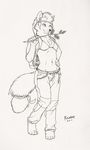  backpack bikini_top canine clothing female fox jodi kalahari mammal monochrome pants solo 