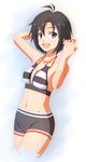  :d antenna_hair bad_id bad_pixiv_id bikini bikini_shorts black_hair blush highres idolmaster idolmaster_(classic) kikuchi_makoto navel ns.x open_mouth purple_eyes short_hair shorts smile solo swimsuit 