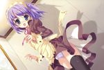  blush dengeki_moeoh hagiwara_onsen original panties purple_hair thighhighs underwear waitress 