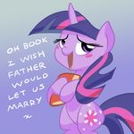  blush book cutie_mark dialog docwario english_text equine female feral friendship_is_magic horn horse mammal my_little_pony plain_background pony purple_eyes smile solo text twilight_sparkle_(mlp) unicorn 