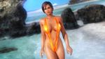  1girl beach breasts dark_skin dead_or_alive dead_or_alive_5 dutch_angle highres large_breasts lisa_hamilton ocean official_art outdoors sea short_hair solo tecmo wallpaper 