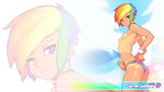  adjusting_clothes adjusting_swimsuit arched_back ass bad_id bad_tumblr_id bikini_bottom blonde_hair breasts choker doxy earrings foreskin futanari highres jewelry multicolored_hair my_little_pony my_little_pony_friendship_is_magic nipple_piercing nipples one_eye_closed penis personification phimosis piercing purple_eyes rainbow_dash rainbow_hair short_hair small_breasts solo swimsuit tan tanline topless wallpaper widescreen wristband zoom_layer 
