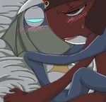  bed blue blue_eyes dororo frog giroro hug invalid_color keronian male mask scar sex sgt._frog sheet skull 