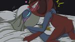  amphibian black_background blue blue_body blue_eyes blush dororo frog giroro invalid_color keronian kissing male mask plain_background sgt._frog sheet shock shocked 