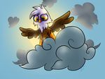  avian brown_feathers brown_fur cloud cub female feral friendship_is_magic fur gilda_(mlp) gryphon looking_down lunwere my_little_pony outside sky solo sun white_feathers wings yellow_eyes young 