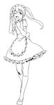  1girl apron beelzebub_(manga) breasts frills fujisaki_azusa monochrome open_mouth pixiv_manga_sample sami_(e23you) shoes skirt socks twintails wink 