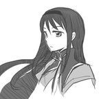  akemi_homura greyscale long_hair mahou_shoujo_madoka_magica monochrome mukiki simple_background sketch solo white_background 