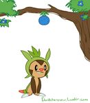  animated buckteeth chespin davidsherenow eating flash_kick food fruit jumping nintendo oran_berry pok&#233;mon pok&eacute;mon solo somersault tree video_games 