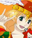  \m/ artist_request blonde_hair helmet microphone parody seikan_hikou smile solo valkyrie valkyrie_(vnd) valkyrie_no_densetsu winged_helmet 