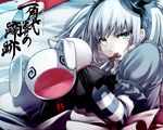 bed copyright_request cross dress gloves green_eyes hat pale_skin puppet solo tasaka_shinnosuke twintails wallpaper white_hair 