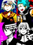  3boys artist_request black_star crona_(soul_eater) death_the_kid headband highres long_sleeves looking_at_viewer multiple_boys soul_eater soul_eater_(character) spikes upper_body white_background 