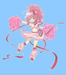  amulet_heart bad_id bad_pixiv_id boots chamu_(lbdr) cheerleader hinamori_amu kneehighs loose_socks magical_girl midriff navel pink_footwear pink_hair ribbon shugo_chara! socks solo visor_cap yellow_eyes 