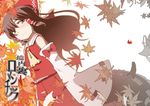  brown_hair hakurei_reimu hota leaf ribbon solo touhou 