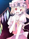  blonde_hair fangs flandre_scarlet hat nonaka_yuu open_mouth ponytail red_eyes solo touhou wings 